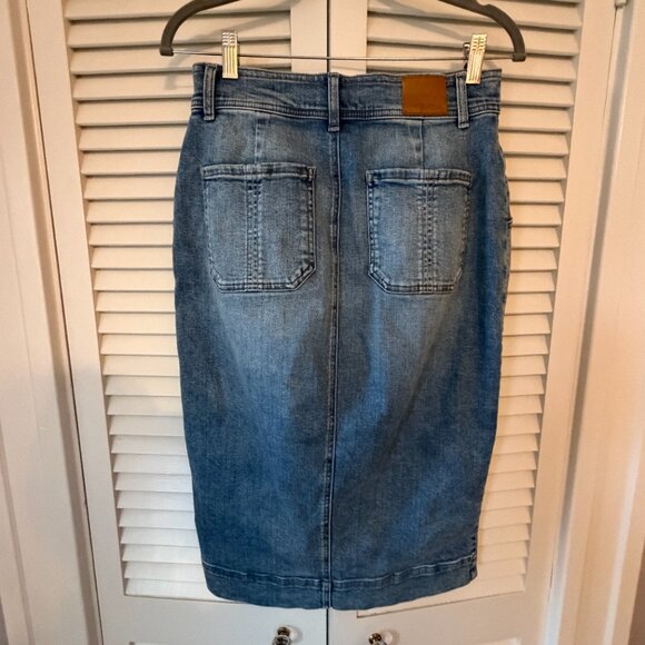 Evereve denim skirt button front 28 blue - Picture 4 of 7